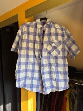 Lavender and White Check Short-Sleeve Shirt